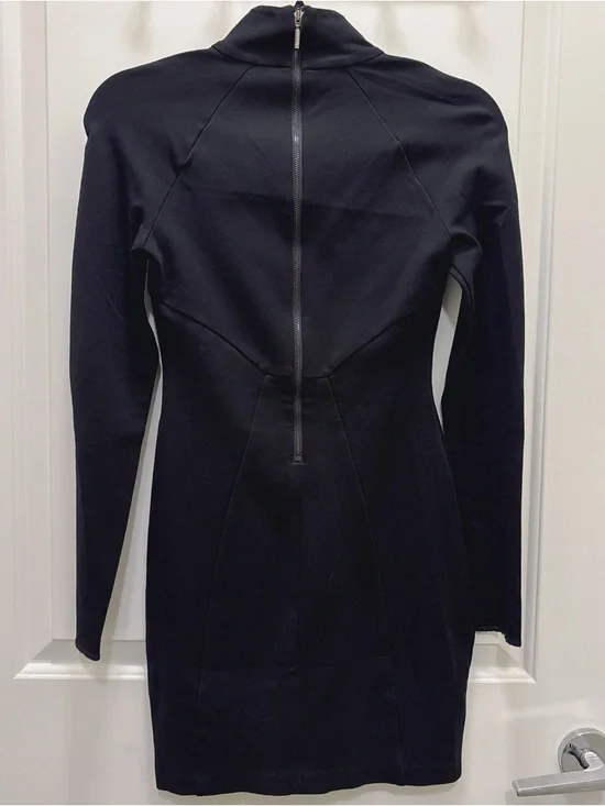GUESS Sculpted Black Bodycon Mini Dress High Neck XS - Picture 3 of 4